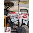 thumbnail image 4 of Outdoor Tablecloth with Umbrella Hole and Zipper, Christmas Gnomes Square Table Cloth 54x54 Inch Waterproof Tablecloth, Grey Wooden Vintage Snowflake Picnic Table Cover for Patio Camping, 4 of 7