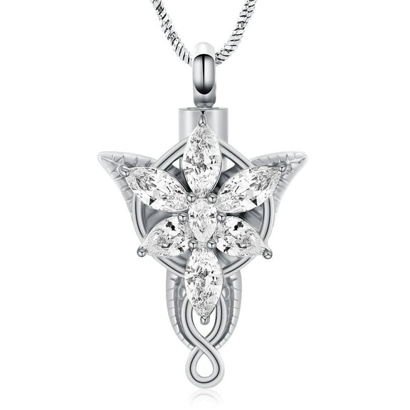 Cremation Jewelry Crystal Flower Urn Ashes Necklace for Women Stainless Steel Ashes Lockets Keepake Urn Pendant Memorial Jewellery