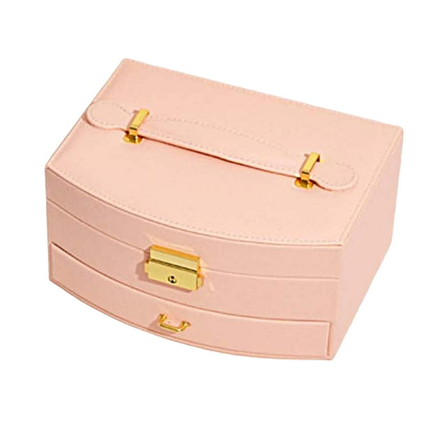 Organizador de 2 capas, cajas de almacenamiento de regalo, estuche para pendientes, relojes, niñas Rosa Zulema Caja de almacenamiento de joyas