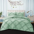 thumbnail image 2 of BedDecor 3 PC Luxury Diamond Ruffle "AquaBlue, Twin/Twin XL" 800 TC 100% Long Staple Egyptian Cotton Made Down Alternative Comforter, 2 of 5