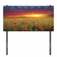 thumbnail image 3 of Flower Headboard, Meadow with Grass and Poppies Dark Dramatic Sky in the Background, Upholstered Decorative Metal Bed Headboard with Memory Foam, Twin Size, Green Scarlet Cadet Blue, by Ambesonne, 3 of 4
