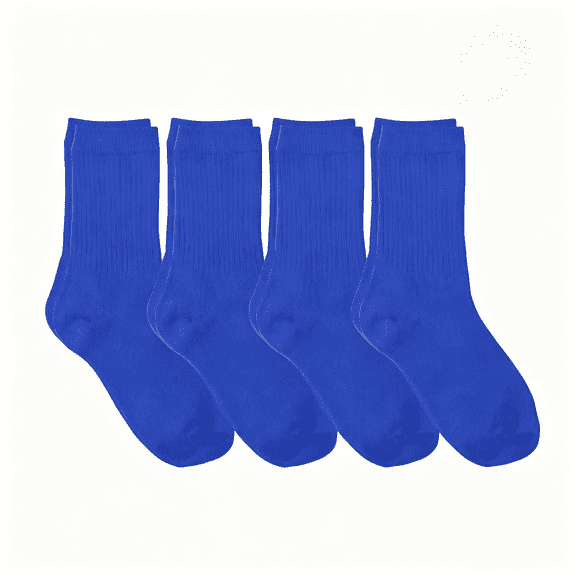 TELOLY 4 Pack of Crew Height Boys Or Girls Socks for School Uniform,Sports and Casual Wear Blue Socks
