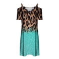 thumbnail image 5 of DailyTrove Women's Color Block Leopard Print Midi Dress, Short Sleeve, Casual Night Out & Festival Wear, Stretchy Polyester Blend, Contrast Trim, 5 of 6