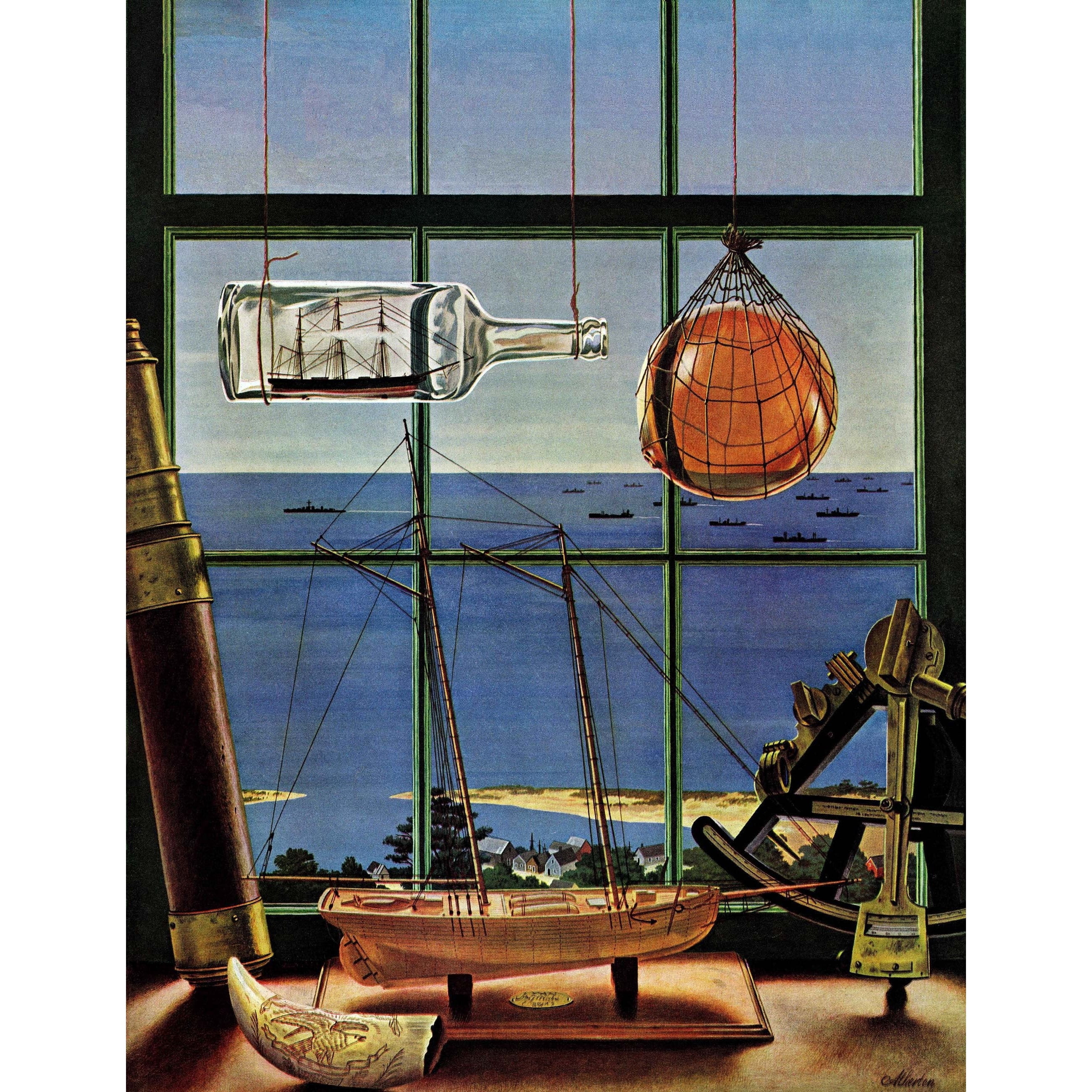 "Naval Convoy" by John Atherton Painting Print on Canvas