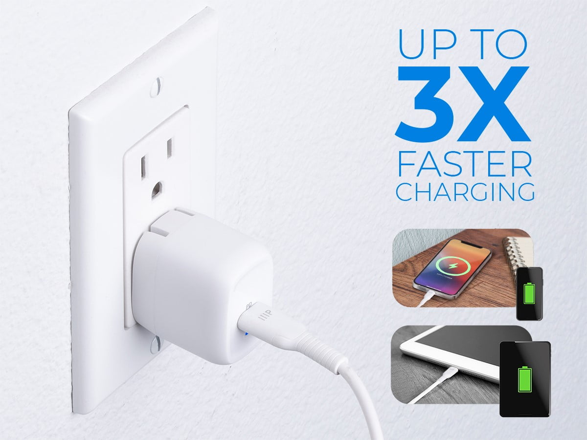 Monoprice 20W Wall Charger with 4' Lightning to USB-C Cable - MFi Certified, Fast Charge, Foldable USBC Block