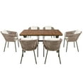 thumbnail image 6 of Aimee Lii 7 Pieces Outdoor Patio Dining Set Acacia Wood Garden Table with Umbrella Hole and Rope Metal Frame Chairs, Outdoor Furniture Set, Beige, 6 of 15