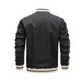 thumbnail image 4 of Lovskoo 2024 Men's Bomber Jacket Casual Patchwork Long Sleeve Zipper Outerwear Jacket Flight Jacket Black, 4 of 9