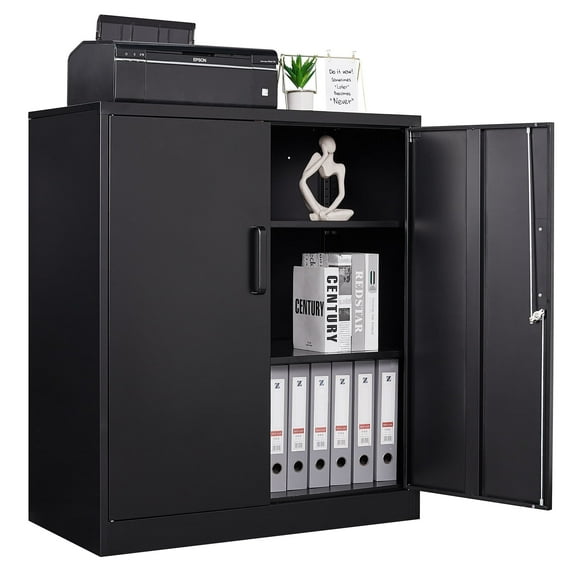 Fesbos Metal Storage Cabinets with 2 Lockable Door, 36" Locker Adjustable Shelves Organizer Steel Cabinet for Home, Office, Warehouse, Garage, Industrial