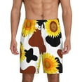 thumbnail image 3 of Lsque Cow Print Sunflower Mens Sleep Pajama Shorts,Short Pajama Pants, Cotton Ultra-Soft Knit-3X-Large, 3 of 9