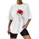 thumbnail image 2 of Gibobby Camisetas de verano para mujer Camisetas tamaño para mujer, camisetas holgadas manga corta con cuello redondo, blusa informal verano, camiseta bás(Blanco,G), 2 of 4
