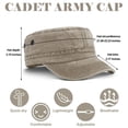 thumbnail image 3 of Gorra militar Geyoga Army de 2 piezas para hombre y mujer, algodón lavado, con la parte superior plana, unisex, para deportes al aire libre, casual, sombrero para el sol (caqui, negro), 3 of 7