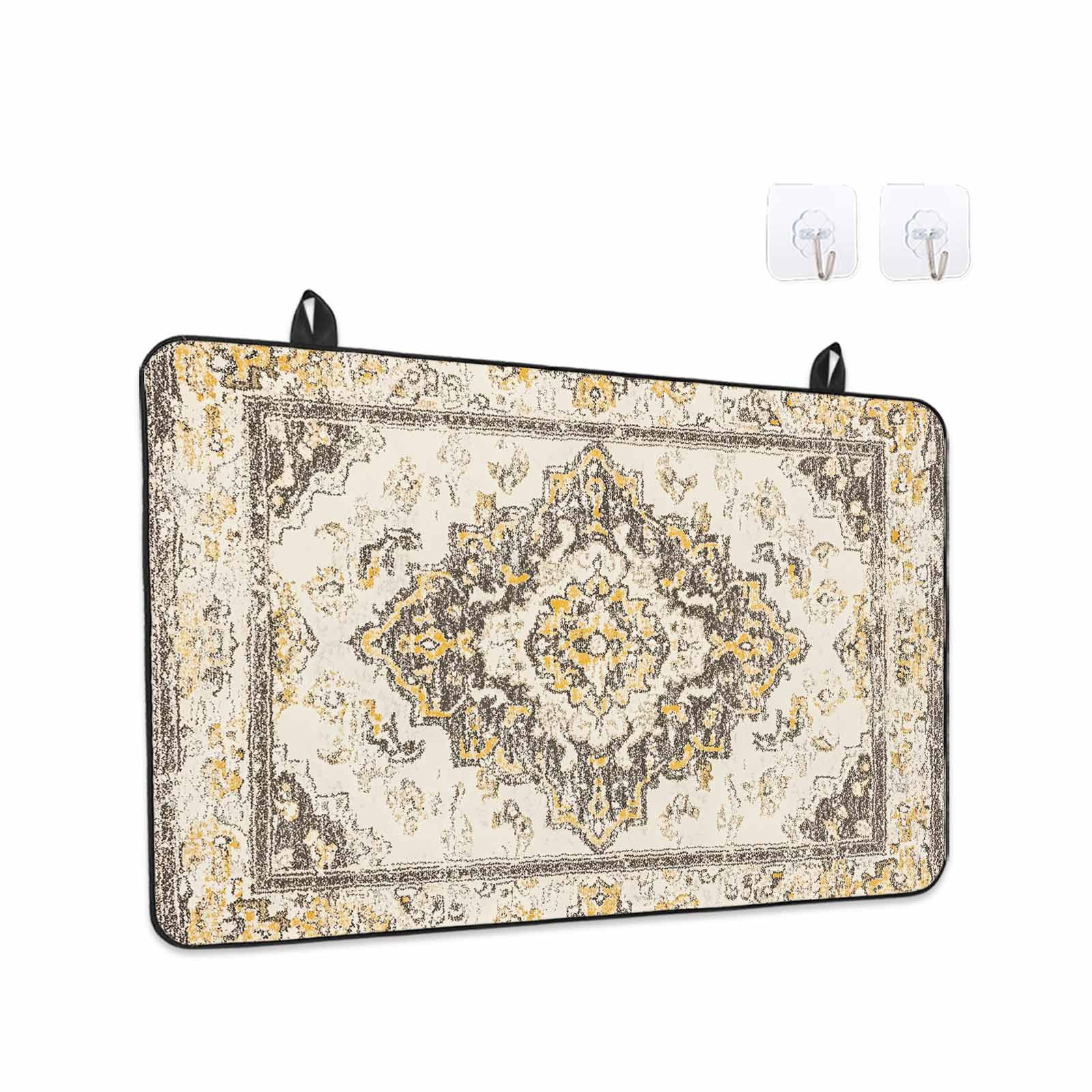 Beige Vintage Boho Stove Top Cover for Electric Stove, Heat-proof & Non Slip Glass Top Stove Cover Protector, Ethnic Tribal Geometric Abstract Kitchen Flat Cooktop Rubber Mat 24x21 Inches