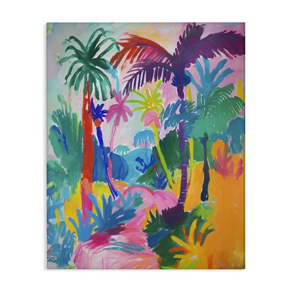 Stupell Industries Bold Palm Paradise Coastal Painting Gallery Wrapped Canvas Art Print Wall Art, 16 x 20