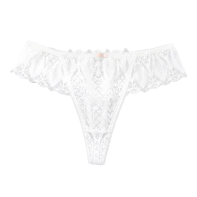 Gibobby Calzoncillos sexy Ropa interior calada Sexy de encaje para mujer, cintura trasera de encaje, cintura media alta(Blanco,XL)