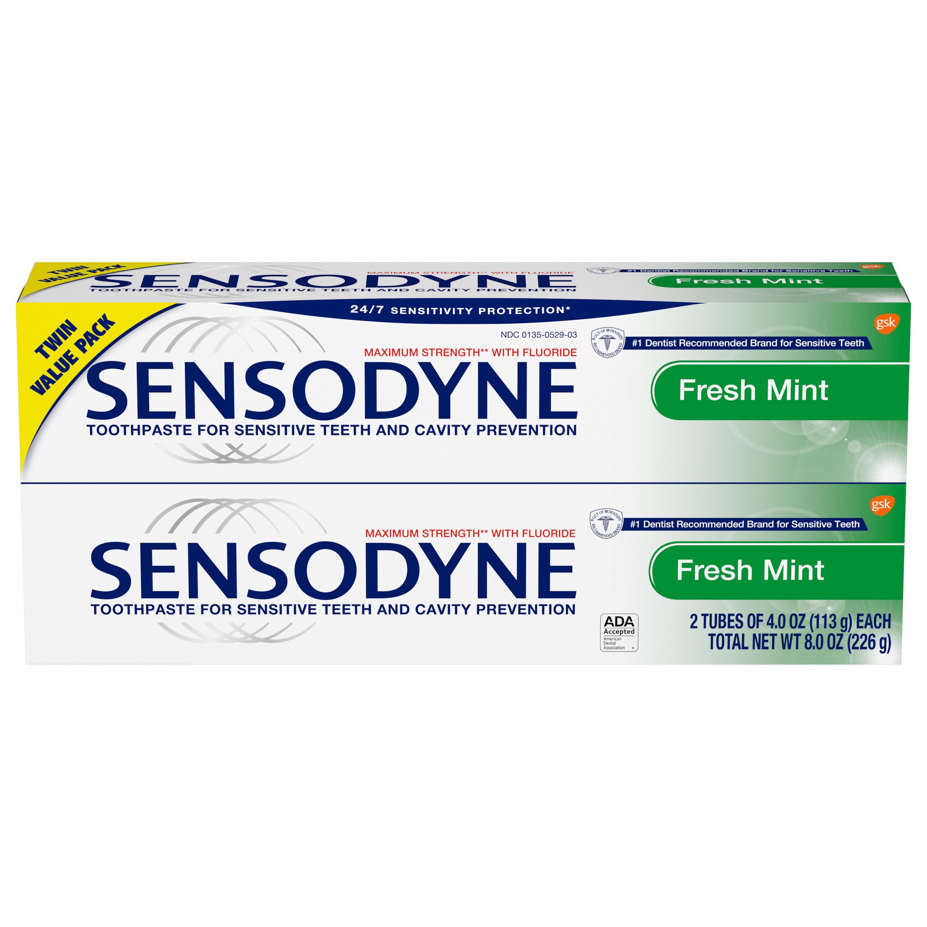 Sensodyne Fresh Mint Sensitive Toothpaste 4 Ounces (Pack of 2