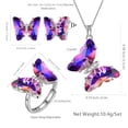 thumbnail image 4 of Purple Butterfly Jewelry Sets Earrings Necklace Ring, February Birthstone Jewelry Set Amethyst Sterling Silver Women Birthday Mother's Day Gifts, 4 of 6