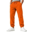 thumbnail image 2 of Resicozy Mens Jogger Sweatpants Wide Leg Cuffed Straight Pant Drawstring Elastic Waist Fleece Athletic Sweatpants with Pockets Orange 2XL, 2 of 9