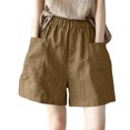 thumbnail image 2 of IUYRTFE Women's High Waist Loose Fit Summer Shorts with Pockets Elastic Waist Casual Straight Leg Bottoms, 2 of 5
