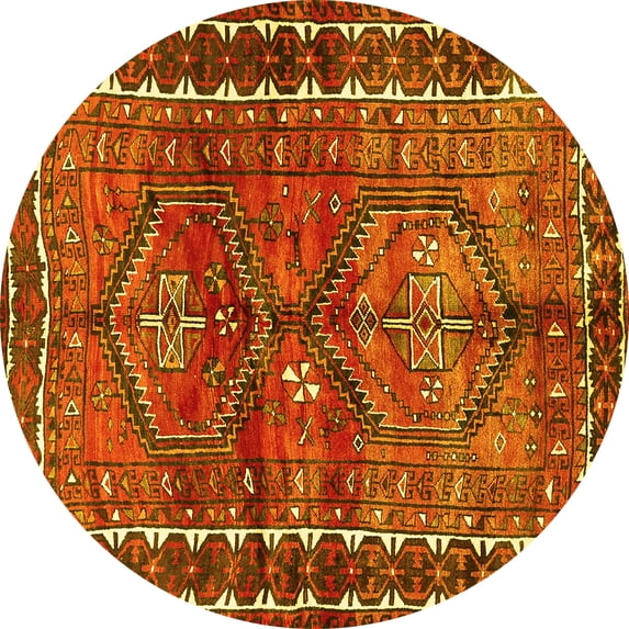 Ahgly Company Indoor Round Persian Yellow Traditional Area Rugs, 8' Round