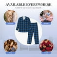thumbnail image 7 of KLL Blue Black Plaid Sleepwear Mens Flannel Pajamas,Long Cotton Pj Set, 7 of 7