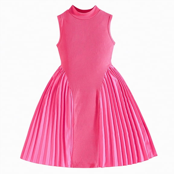 Gubotare Baby Tulle Dress Girl's Flowy Dress Ruched Sleeveless Layered Ruffle Short Smocked Summer Dresses 4T 5T (Hot Pink,4-5 Years)