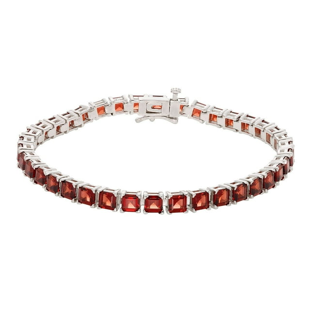 Princess Cut Gemstone Tennis Bracelet in Sterling Silver