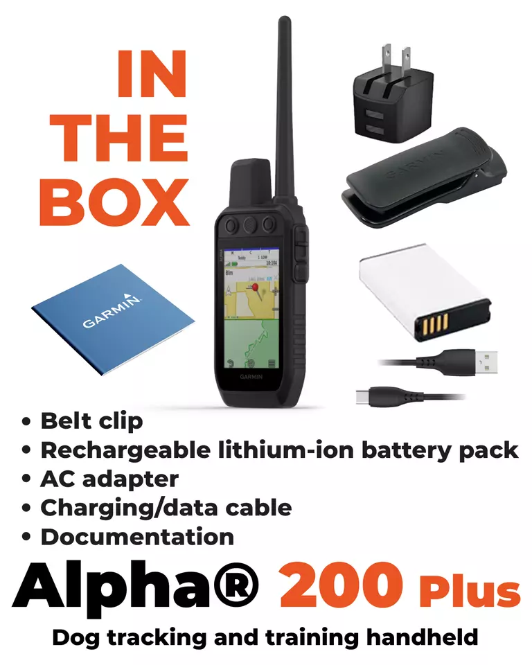 Garmin Alpha 200 Plus Dog Tracking and Training Handheld GPS, 3.5” Touchscreen, Track and Train Up to 20 Dogs from 9 Miles