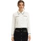 thumbnail image 1 of Elegante camisa de contraste para mujer con bolsillo de imitación de manga larga con botones de trabajo blanco XS, 1 of 6