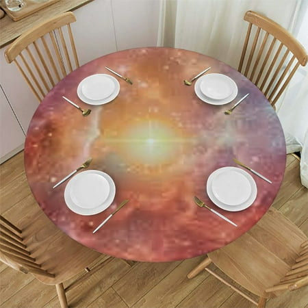 

Tllo0ord Coral Multicolor Round Fitted Tablecloth with Elastic Edge Galaxy Design Washable Waterproof Table Cover Tabletop Decoration Fantasy Art Fits Tables 31-35