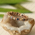 thumbnail image 2 of Round Cut Opal & Blue Sapphire Full Eternity Band Ring, 925 Sterling Silver Ring, Anniversary Ring, Minimalist Ring, Handmade Fine jewelry., 2 of 5