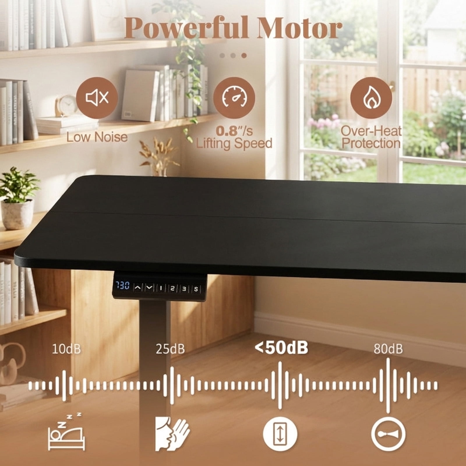 Furnibear 48 Inch Ergonomic Electric Standing Desk with 3 Memory Settings, Anti-Collision, Child Lock and Digital Display Black
