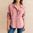 thumbnail image 2 of Giftesty Button up Shirts for Women Long Sleeve Dress Shirt with Pocket and Heart Print Casual Loose Blouses Tops, 2 of 7