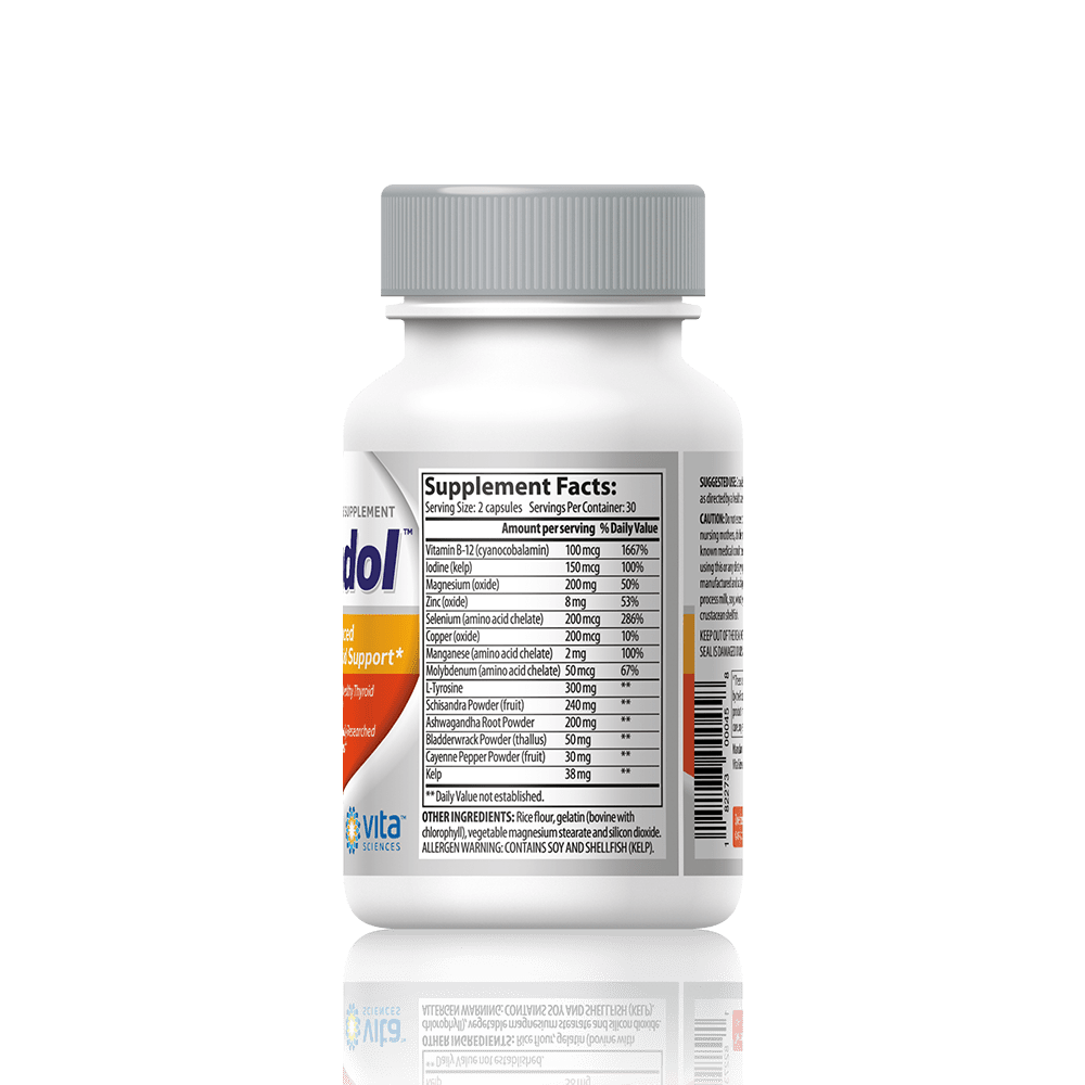 Thyroid Support Supplement Formula with Natural Iodine for Metabolism, Weight Loss, Daily Energy and Clarity of Mind. Thyradol with Natural Ingredients- Soy and Gluten Free | 60 ct.