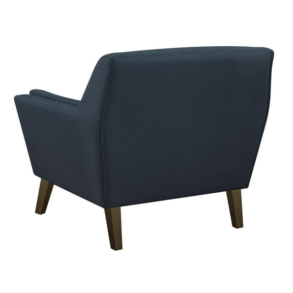 Wallace  Bay Browning Midnight Blue Accent Chair with Angular Arms And Legs, Deep Tufting, And Stitching Details