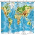 thumbnail image 1 of World Map Shower Curtains Geography Countries Capital Cities Blue Earth Textile Decor Bathroom Accessories Set Fabric Polyester Multicolour 72WX72H Inch Hooks Included, 1 of 6