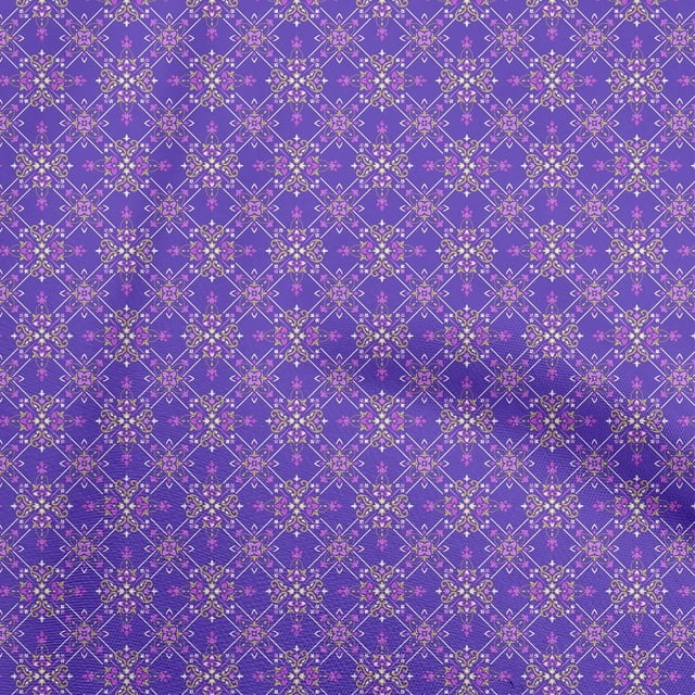 oneOone Velvet Purple Fabric Asian Ornamental Tile Sewing Craft Projects Fabric Prints By Yard 58 Inch Wide
