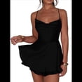 thumbnail image 2 of Mono Elegante de Satén para Mujer, de Verano, Sin Mangas, con Espalda Descubierta, Tirantes Finos y . Negro M, 2 of 10