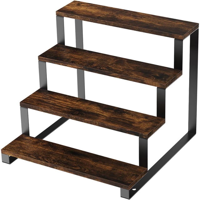 Wooden Display Riser Stand, 4 Tier Display Risers Cabinet Organizer, Widened Display Rack Shelf Kitchen Counter Shelf Perfume Organizer Stand for Party, Makeup, Figure, Dolls Collection, Condiment