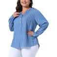 thumbnail image 4 of Agnes Orinda Plus Size Shirts for Women Long Sleeve Button Down Shirt Tops Blouse 1X Blue, 4 of 5