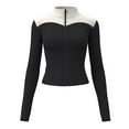 thumbnail image 4 of DAFPZW Women's Lightweight Running Jackets Full Zip Workout Jacket Slim Fit Yoga Athletic Sportswear Tops with Thumb Holes, 4 of 7