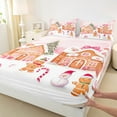 thumbnail image 3 of Manfei Cute Gingerbread Man Twin Sheet Sets,Merry Christmas Twin Fitted Sheet,Xmas Candy Cane Flat Sheet For Girls,Ultra Soft Home Decor,3 Pieces, 3 of 7