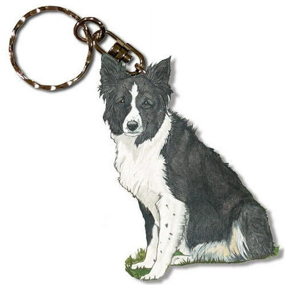 Border Collie Keychain, Souvenir Key Holder, Dog Charm Tag, Pet Key Rings Craft Ornaments, Wooden Die-Cut