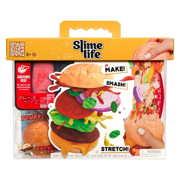 Slime Life Cheeseburger DIY Slime Kit - Unboxing Ingredients to Make, Smash, and Stretch Your Food Slime, Ages 8+
