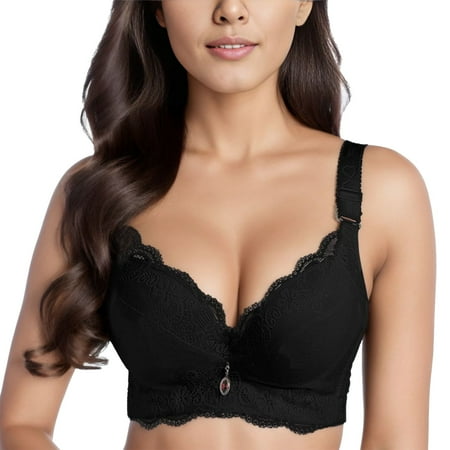 CAICJ98 Women S Lingerie Sexy Pair of Lace Women Underwear Cup Gathered Breast Adjustable Thin Lady Bra 44 Black