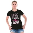 thumbnail image 4 of Life is Worth the Fight Breast Cancer Womens Fitted Plus Size Graphic Tee Brisco Brands 2X, 4 of 5