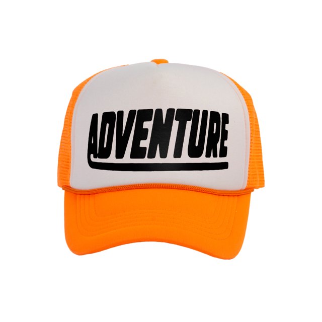 Men's Adventure Hat Outdoor Trucker Cap, White/Orange