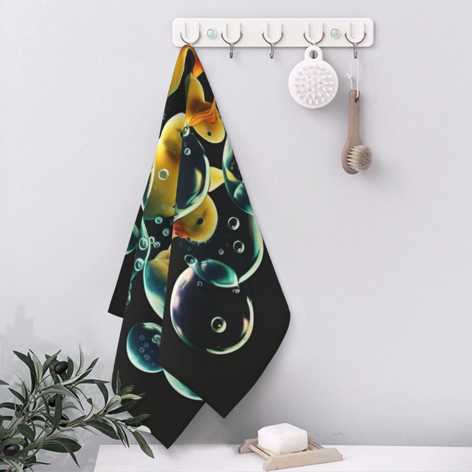 Rubber Ducks In Soap Bubbles 27.5" x 16" Ultra Soft Hand Towel, Face Wash Cloth for Bathroom, Gym, Travel, Pool
