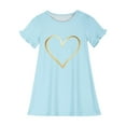 thumbnail image 3 of OGLCCG Little Girls Nightgown Cute Heart Print Soft Crewneck Short Sleeve Sleepwear Loose Fit Tie Dye Lightweight Nightdress 3-12 Years, 3 of 3