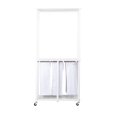thumbnail image 5 of Household Essentials 3-Bag Laundry Center, Smooth Laminate Shelving, Sturdy Steel Frame, Hanging Bar,  Wheeling and Stationary Feet Options, Washable Linen Laundry Bags, White, 5 of 8
