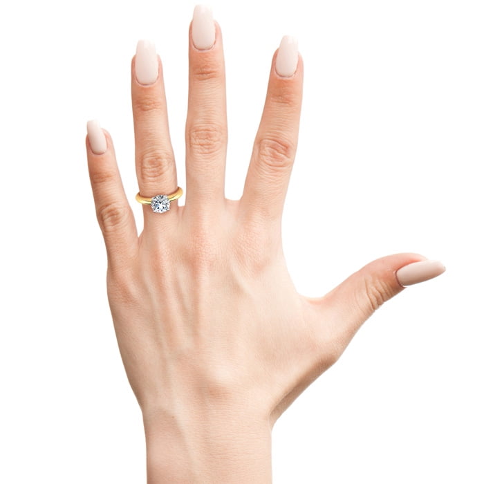 SuperJeweler 1 1/2 Carat Moissanite Engagement Ring in 14K Yellow Gold for Women